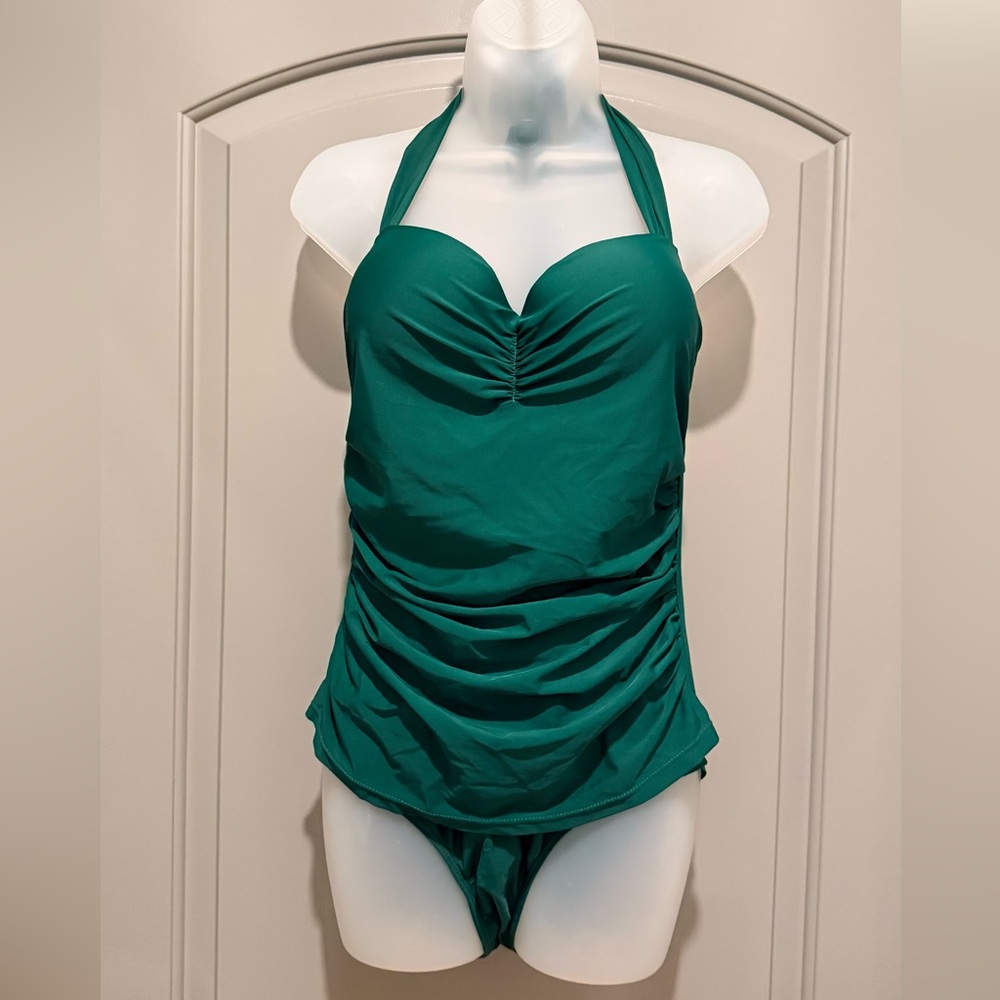 Adorable Cocoship Pin-Up Style Ruched 1-Piece in Beautiful Emerald Green Sz XXL